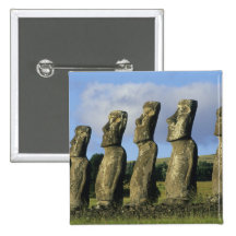 Chile, Ostern-Insel, Rapa Nui, Ahu Akivi Anstecknadelbutton