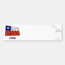 Chile-wellenartig bewegende Flagge mit Namen Autosticker