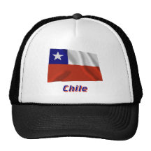 Chile-wellenartig bewegende Flagge mit Namen Caps
