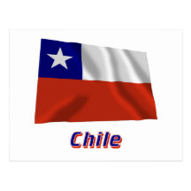 Chile-wellenartig bewegende Flagge mit Namen Postkarte