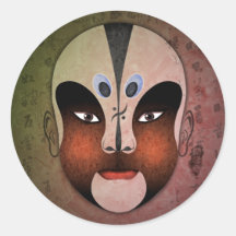 Chinesische Opern-Masken - Wei Chigong Runde Aufkleber