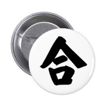 Chinesisches Schriftzeichen: he2, bedeutend: Misch Anstecknadelbuttons