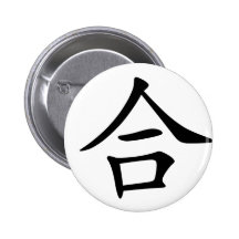 Chinesisches Schriftzeichen: he2, bedeutend: Misch Anstecknadelbuttons