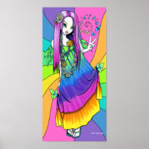 "Chloe" Regenbogen-Friedenshippie-Fee-Plakat
