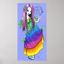 "Chloe" Regenbogen-Friedenshippie-Fee-Plakat