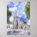 Christchurch-Kathedrale, NZ Wasserfarbe-Kunst-Plak