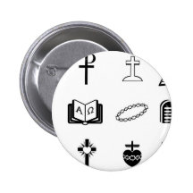Christian religious signs and symbols pinback buttons