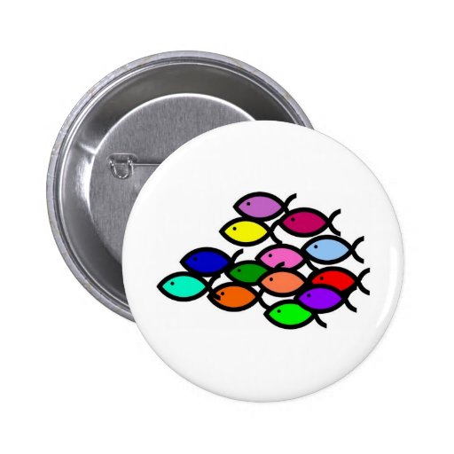 Christliche Fisch-Symbole - Regenbogen-Schule Anstecknadelbuttons