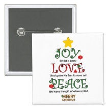 Christliche Weihnachtsfreude-Liebe und Frieden Button