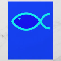 Christliches Fisch-Symbol - LOUD! Blau und Aqua Flyerdruck