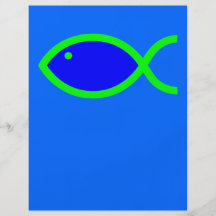 Christliches Fisch-Symbol - LOUD! Blau und Grün Flyer