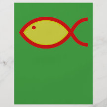 Christliches Fisch-Symbol - LOUD! Gold und Rot Flyer Druck