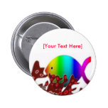 Christliches Fisch-Symbol - Regenbogen-Ozean Anstecknadelbutton