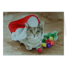 Christmas cat "just having fun" - Weihnachtskatze Grußkarte