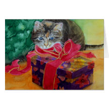 Christmas cat "What´s in there?" Karten
