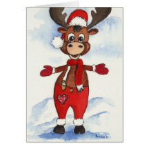 Christmas elk moose grußkarten