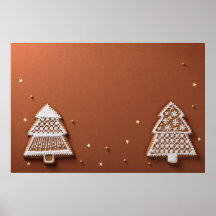 Christmas Gingerbreads Trees Composition Poster