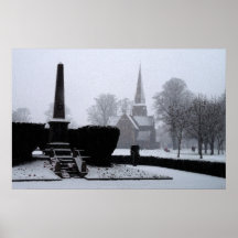 Christuskirche u. -denkmal in der Schnee-Wasserfar Posterdruck
