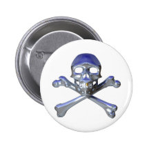 Chrom-Totenkopf mit gekreuzter Knochen Anstecknadelbutton
