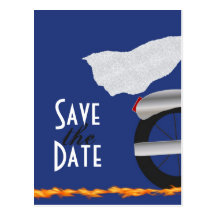 Chrom-und Spitze-Radfahrer-Save the Date Postkarte