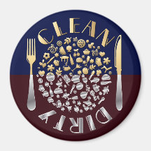 CLEAN-DIRTY Dishwasher Magnet - Round - 3
