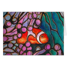 Clownfish Seeanemonen-"Buntglas" Entwurf! Karte