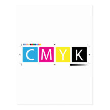 CMYK pressen Farben vor Postkarte