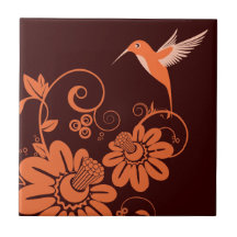 Colibri und Blumen Keramikfliese