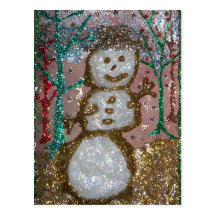 Collage Glittersnowman-3D Postkarte