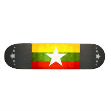 Colorful Contrast Myanmarese Flag Skate Deck