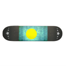 Colorful Contrast PalauanFlag Skate Board Deck