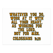 Colossians 3:23 postkarte