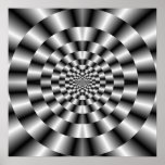 Concentric Rings in Monochrome Poster