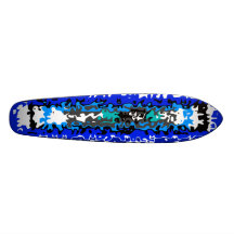 Coole blaue und weiße psychedelische Rechtecke Skateboard Brett