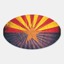Coole Grunge-Arizona-Flagge Ovaler Aufkleber