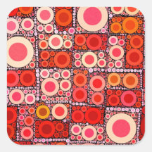 Coole moderne Kreis-orange Rot-Mosaik-Fliese Quadratsticker