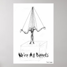 Coole Schwarzweiss-Marionette auf Schnur-Comic Posterdruck