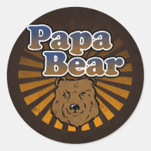 Cooler Papa-Bär, Brown/Blau/Goldvati-Geschenk Runde Aufkleber