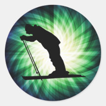 Cooler Querland-Schnee-Ski Runder Sticker