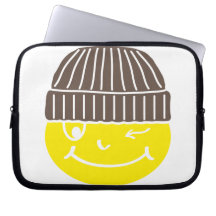 Cooler Smilie mit Mütze Laptop Sleeve Schutzhüllen