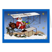 Cooler Vintager Doppeldecker Weihnachtsmann Grußkarten
