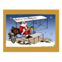 Cooler Vintager Doppeldecker Weihnachtsmann Postkarten