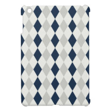Cooles Marine-Blau-und Grau-Rauten-Diamant-Muster iPad Mini Etui