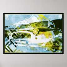 Coppol Auto - cyan-blaues Gelb Plakatdrucke
