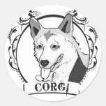 Corgi-T-Shirt Runder Aufkleber