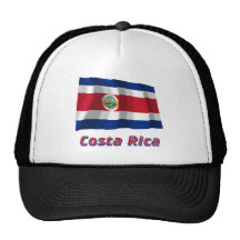 Costa Rica, das Flagge mit Namen wellenartig beweg Caps