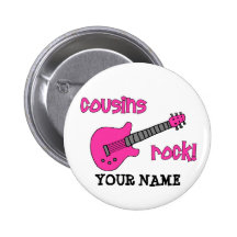 Cousin-Felsen! mit rosa Gitarre Anstecknadel