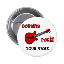 Cousin-Felsen! mit roter Gitarre Anstecknadel