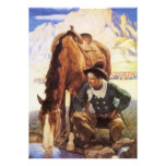 Cowboy, der sein Pferd durch NC Wyeth, Vintage Kun Individuelle Einladung