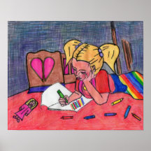 crayons girl colorful poster